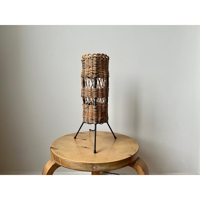 Vintage French Rattan Table Lamp, 1960 For Sale - Image 6 of 15