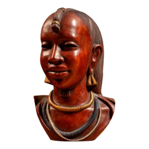 Vintage Carved Masai Woman Achatit Mounted Bust