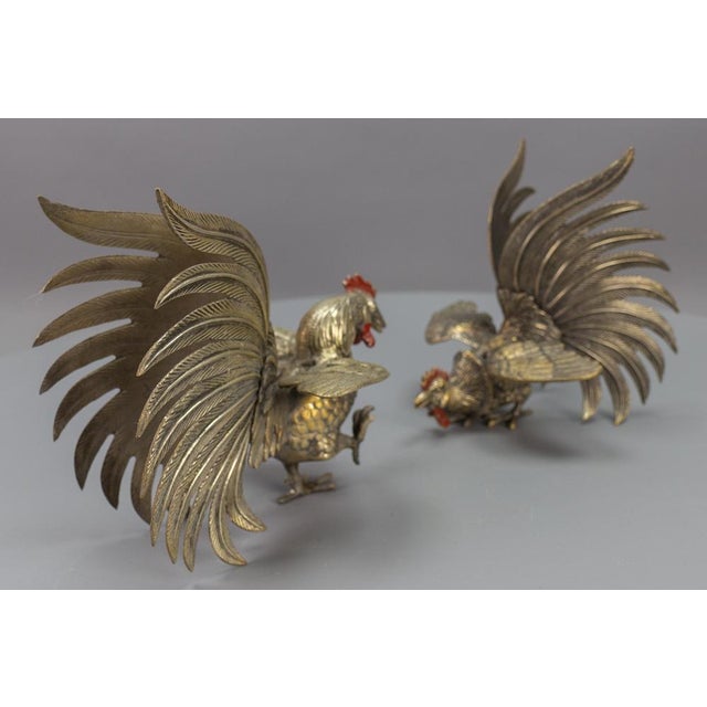 Bronze Sculptures of Fighting Roosters, Japan, 1950s, Set of 2 For Sale - Image 6 of 18