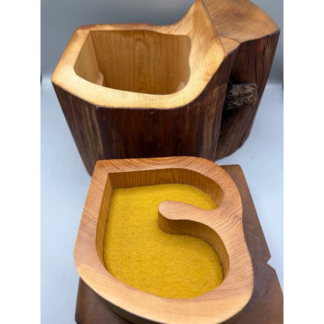 Mid 20th Century Live Edge Cedar Wood Stash Mystery Jewelry Suggestive Box For Sale In San Diego - Image 6 of 10