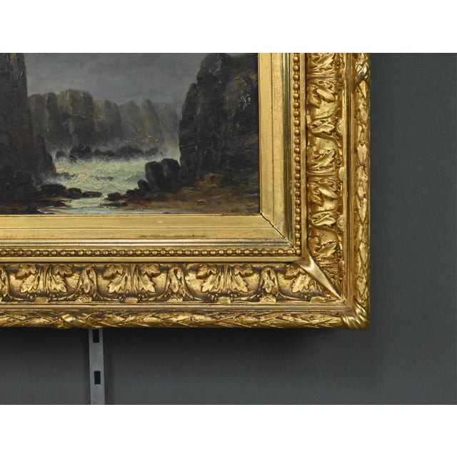 French School Artist, The Wild Coast of Belle-Île-en-Mer, 19th Century, Oil on Wood, Framed For Sale - Image 12 of 17