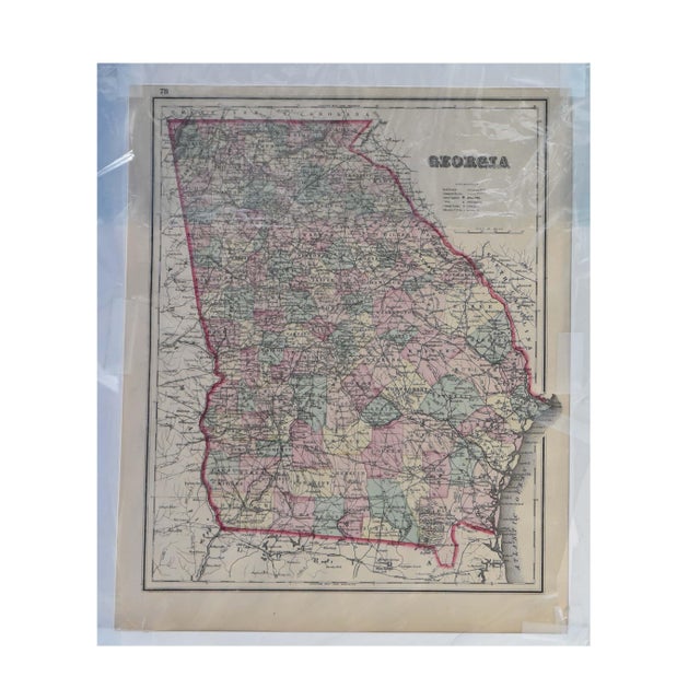 This remarkable 16" x 19" antique two-sided map offers a dual historical perspective on two key Southern states: one side...