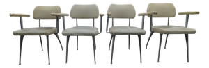Shelby Williams Aluminum Legs Gazelle Chairs Armrests MidCentury Set of Four