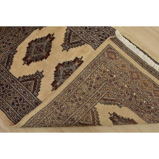 Beige Bokhara Jaldar Rug 2’6” X 4’2” Beige Wool Tribal Hand-Knotted Oriental Carpet For Sale - Image 8 of 9