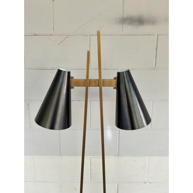 Mid-Century Modern Currey & Co Duet Floor Lamp For Sale - Image 3 of 8