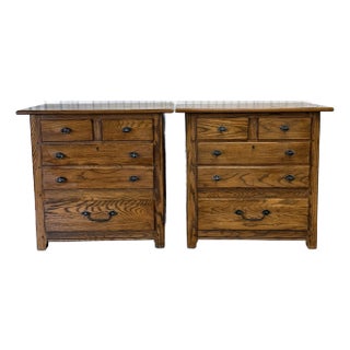Lexington Solid Oak Cottage Nightstands - A Pair For Sale