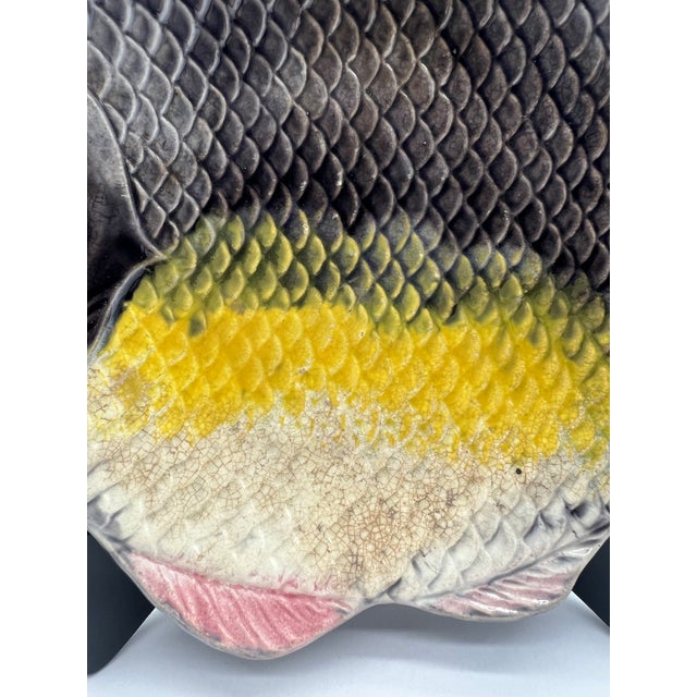 A English Majolica Fish Shaped Serving Dish, Circa 1880's For Sale - Image 9 of 12