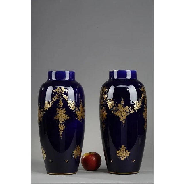 Blue Porcelain Vases from Tours, 1900s, Set of 2 For Sale - Image 3 of 13