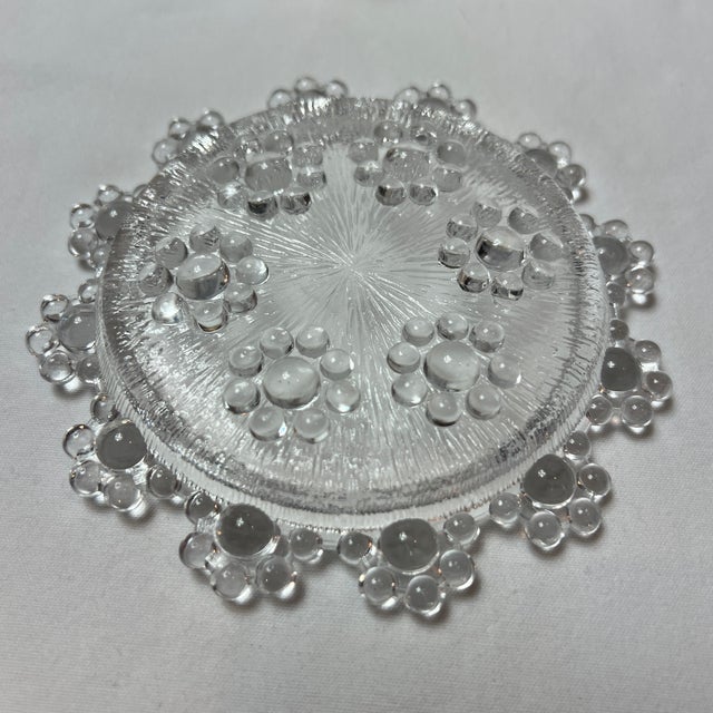 Glass 1970s Masserini Barocco "Bubble Lace" Clear Glass Coasters, Made in Italy, Set of 5 For Sale - Image 7 of 9