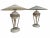 Contemporary Vintage Postmodern Travertine Orb and Brass Spike Lamps by Michael Taylor - a Pair For Sale - Image 3 of 12