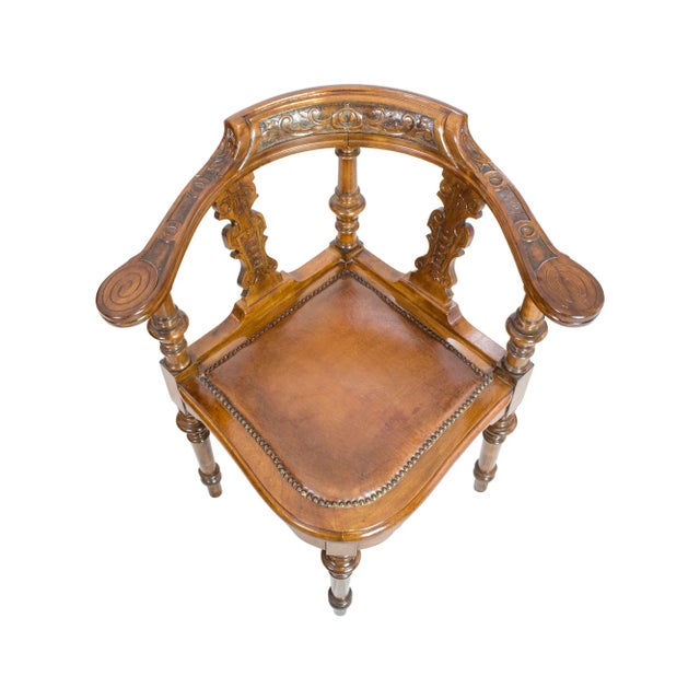 Antique Wilhelminian Corner Chair in Walnut For Sale - Image 6 of 7