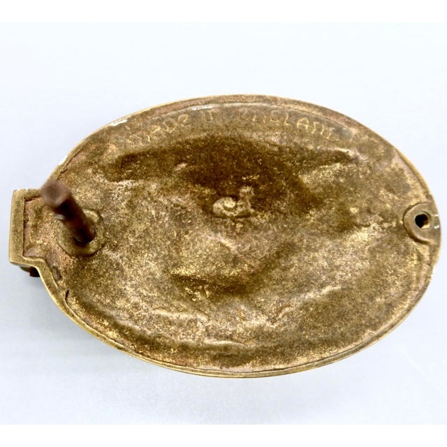 Vintage English Brass Lion Head Door Knocker — Oval Regency Style Lion Mask Knocker, Made in England For Sale In Austin - Image 6 of 8