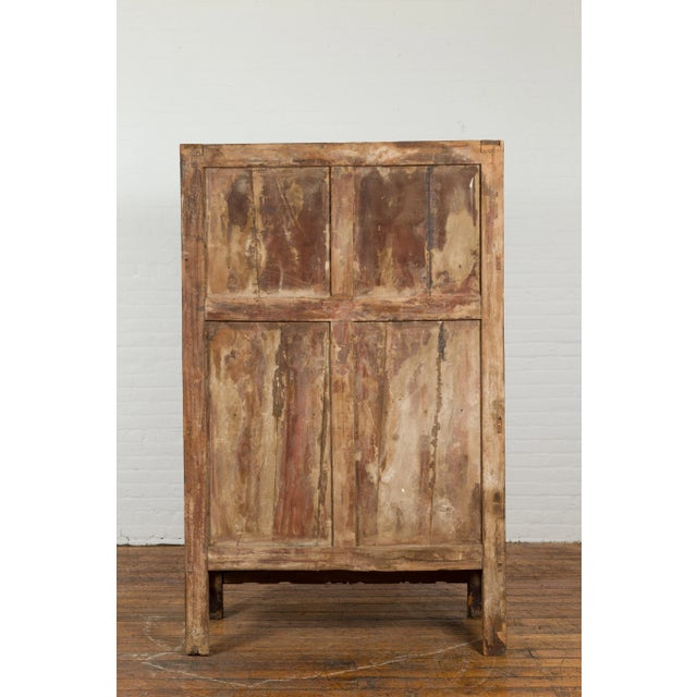 Chinese Vintage Elmwood Wedding Cabinet with Carved Apron and Hidden Drawers For Sale - Image 12 of 13