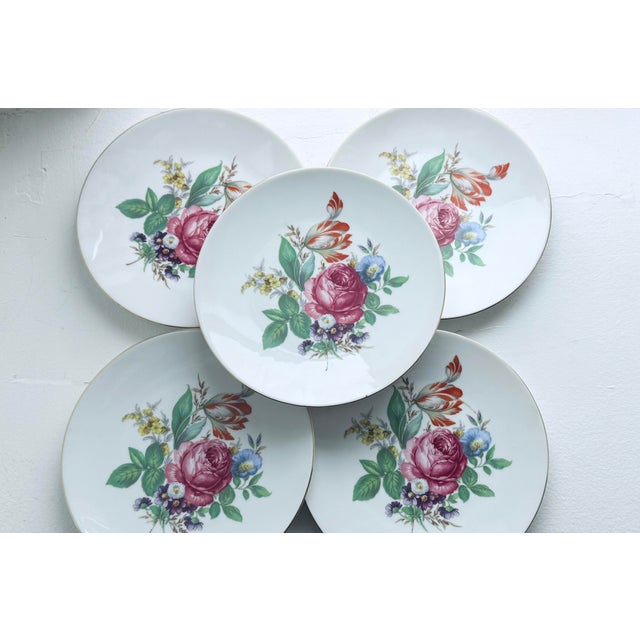 1970s Vintage 1970s Bareuther Waldsassen Bavarian Rococo Porcelain Dessert Plates, Set of 6 For Sale - Image 5 of 8