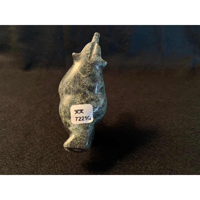 Isaaci Shaa Inuit Dancing Bear Serpentine Stone Carving Kinngait Cape Dorset 2023 For Sale - Image 12 of 16