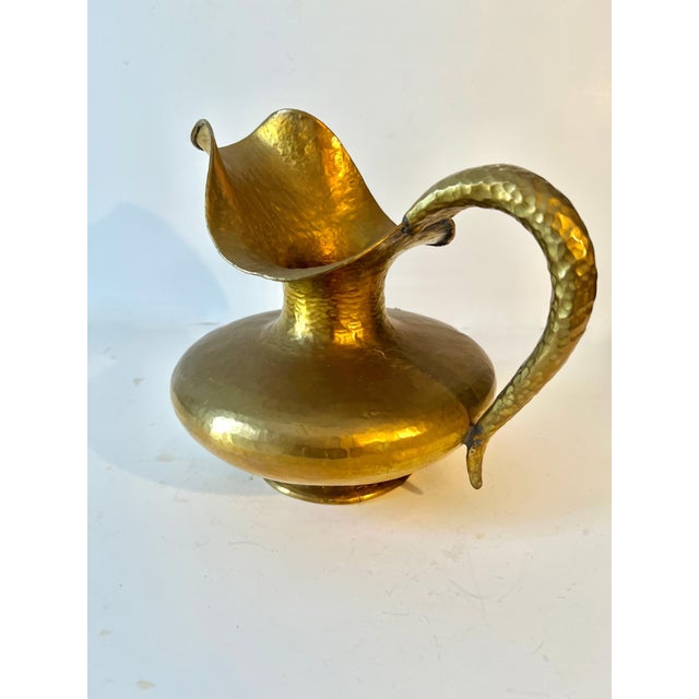 Metal Italian Egidio Casagrande Hammered Brass Pitcher For Sale - Image 7 of 11