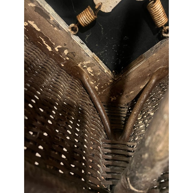 Antique Bar Harbor Style Black Wicker Armchair-Early 1900's-Original Spring Seat For Sale - Image 13 of 13