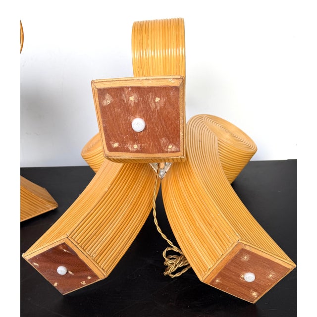 Large Pair Sculptural Modernist Pencil Reed Scroll Lamps, 1980s For Sale - Image 9 of 9