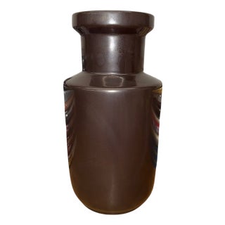 Warm Deep Brown Ceramic Vase with Cylindrical Form For Sale