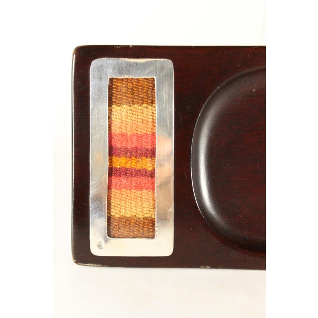 Mid-Century Peruvian Tray, Cumaru Wood, Sterling Silver & Inka Textile For Sale - Image 9 of 18