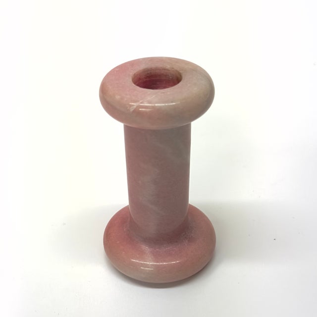 Light Pink Minimalist Style Stone & Ceramic Candle Holder Curation - Group of 3 For Sale - Image 8 of 11