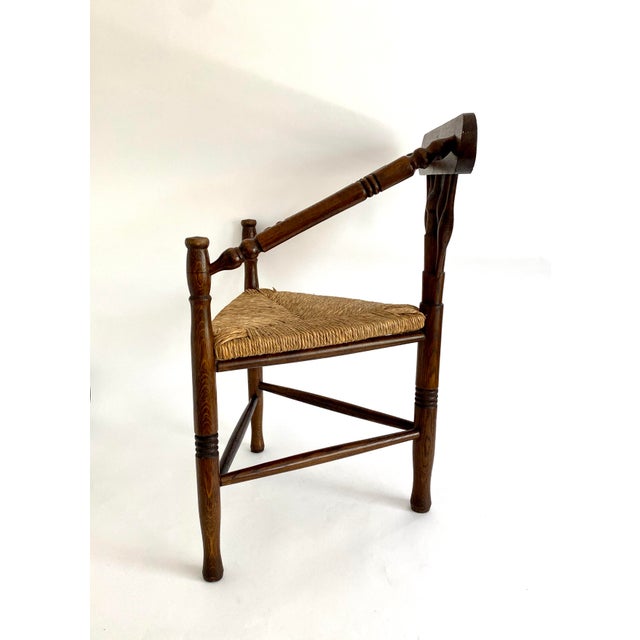 Wood Dutch Oak Corner Triangle Chair Early 20th C For Sale - Image 7 of 11