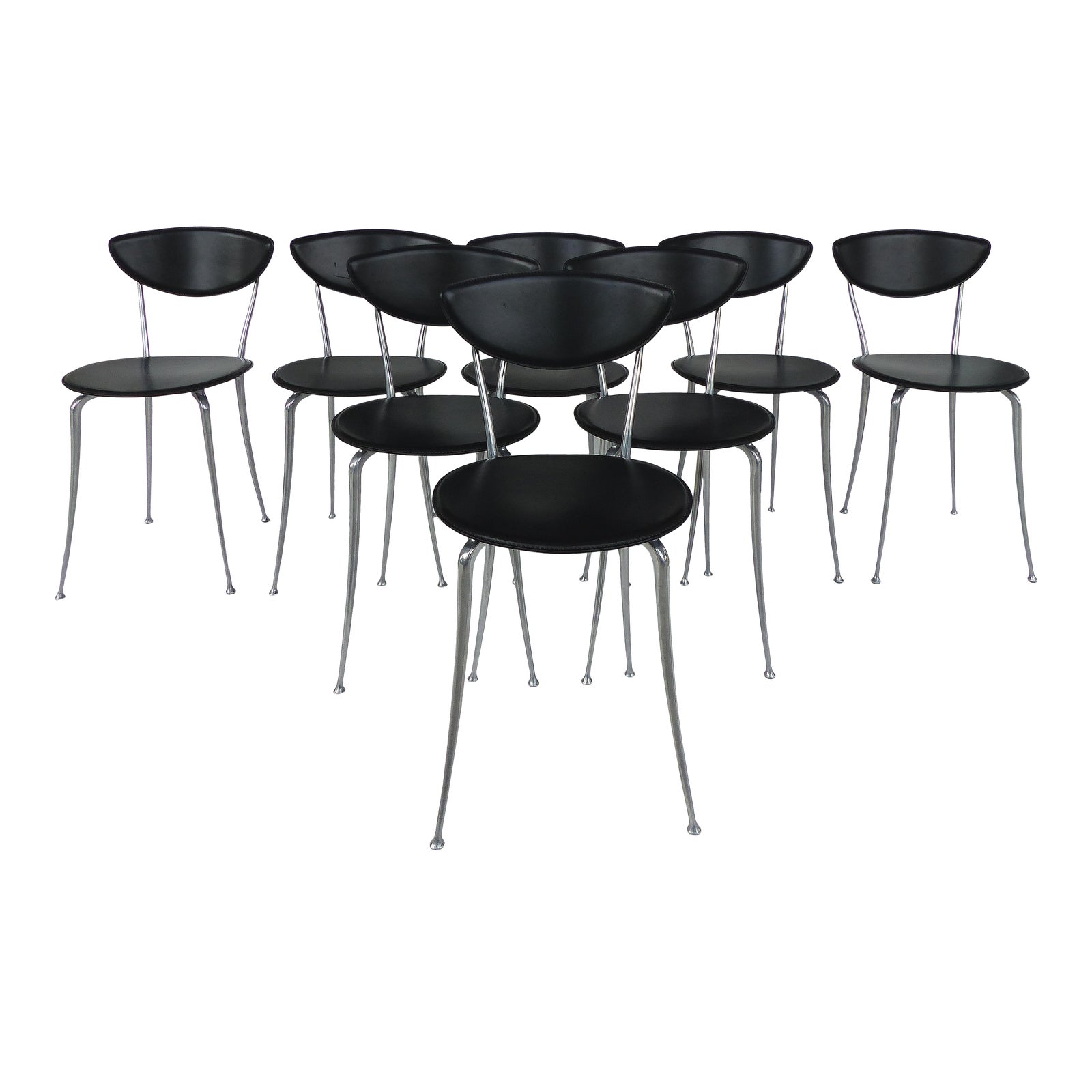 Vintage Arper Leather and Aluminum Dining Chairs Set of 8 Chairish