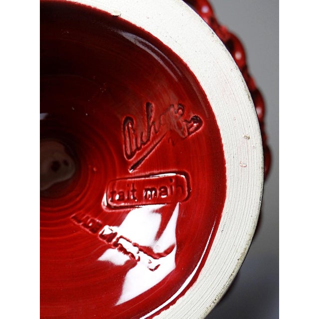Small Vintage Red Braided Openwork Ceramic Bowl from Pichon Uzès, 1980s For Sale - Image 9 of 10