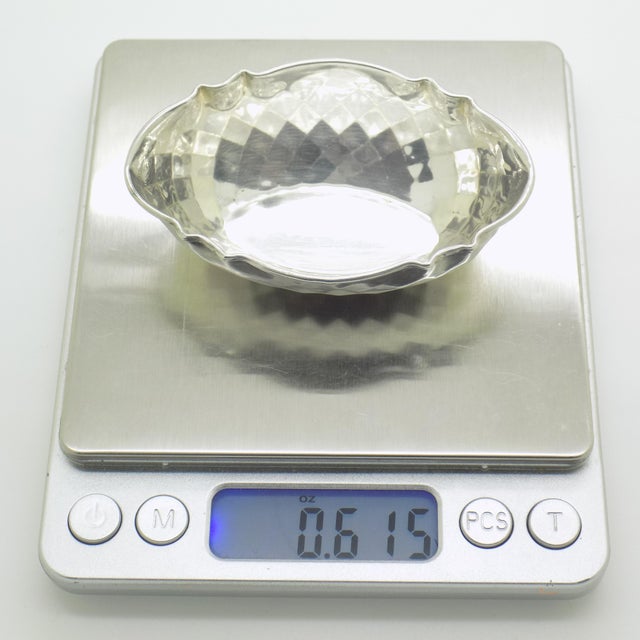 Vintage Italian Genuine Silver 800 Diamond Pattern Mini Bowl Coin Tray, Brescia, 1970s For Sale - Image 9 of 11