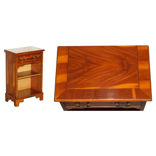 Burr Yew Wood Book Table with Single Drawer and Bookshelves For Sale - Image 14 of 14