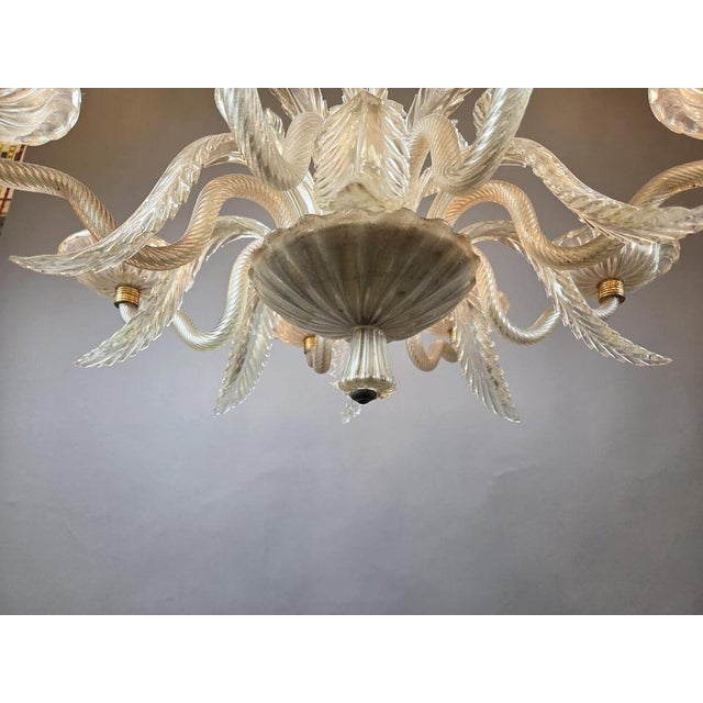 Glass Murano Glass 8-Light Chandelier, Italy, 1940s For Sale - Image 7 of 11