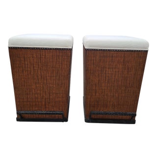 Century Furniture Curate Home Purveyor Bunching Accent/Foot Stool Set on Casters in Walnut Saguran(Set of 2) For Sale