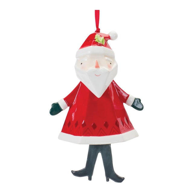 Kenneth Ludwig Chicago Whimsical Santa and Snowman Ornament (Set of 6) For Sale - Image 4 of 5