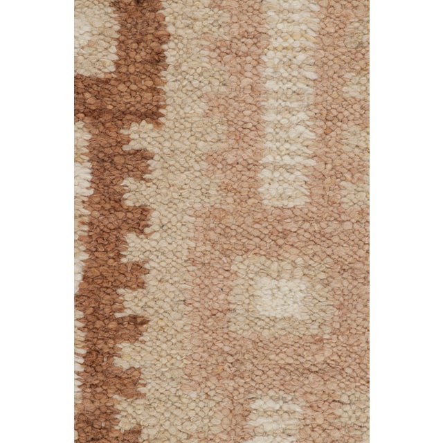 Mid-Century Modern Rug & Kilim’s Scandinavian Style Rug With Pink, White and Beige-Brown Patterns For Sale - Image 3 of 7