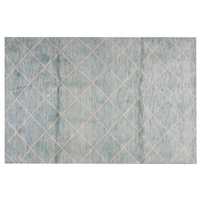 1960s Moroccan Hand Knotted Modern Rug With Natural Color Organic Wool Soft Texture,5'7"x8'5" For Sale - Image 5 of 5