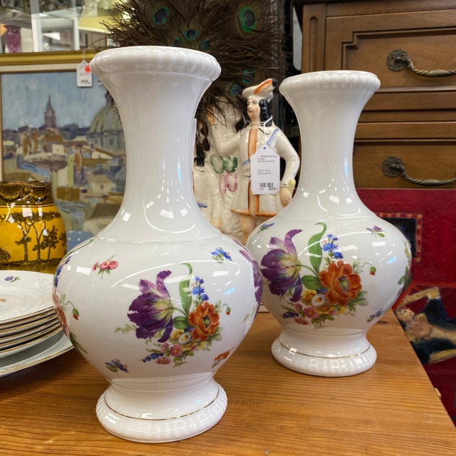 Mid 20th Century German White Porcelain Vases - a Pair For Sale - Image 5 of 5