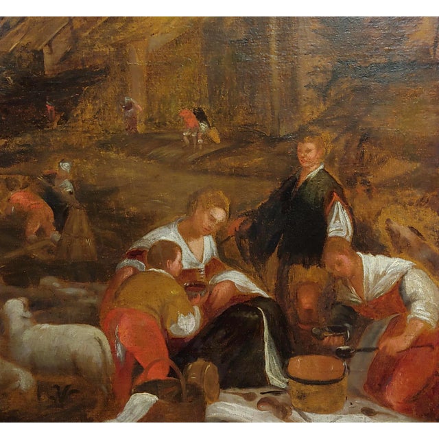 17th Century 17th Century Italian Old Master -Sheep Shearing -Oil Painting For Sale - Image 5 of 10
