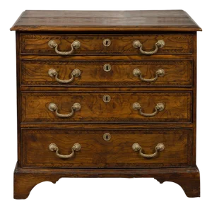 English 1800s George III Burl Wood Four-Drawer Commode with Feather Banding