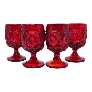 Vintage Lg Wright Ruby Glass Water Goblets For Sale