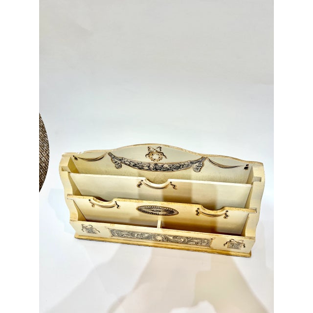 Vintage 1960s Hollywood Regency Style Stationary Letter Desk Top Holder Stand For Sale - Image 4 of 9