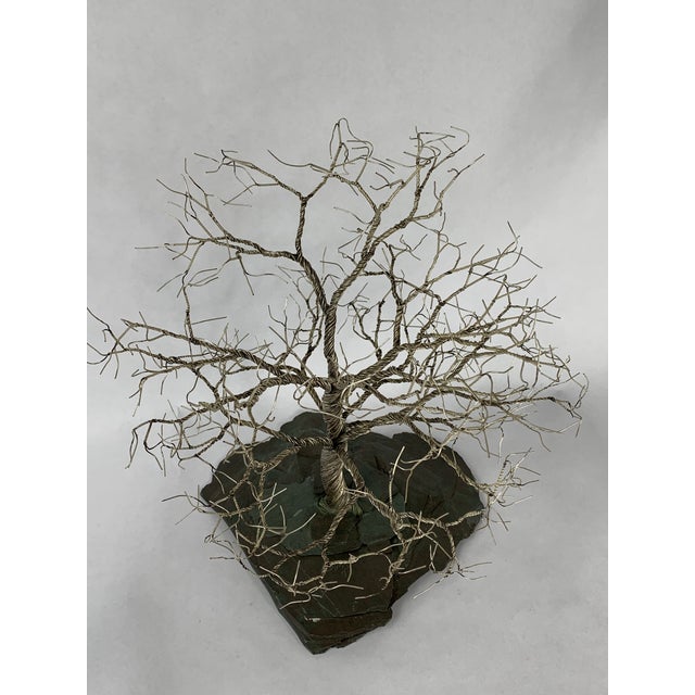 1978 Silver Plated Tree Sculpture on Slate Base For Sale In Chicago - Image 6 of 8