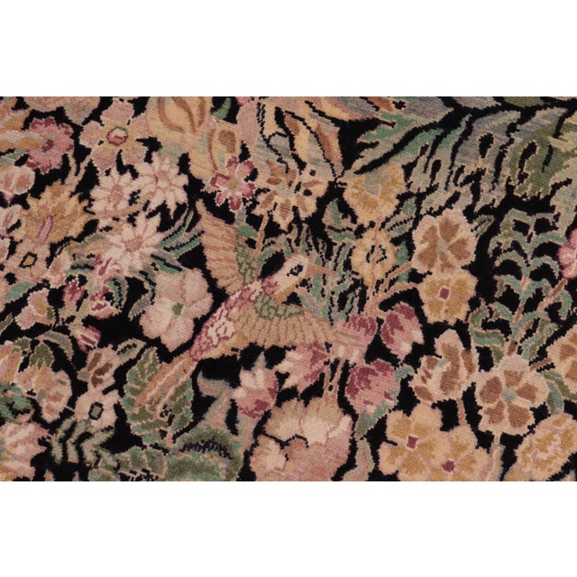 1990s 1990s Shabby Chic Botanical Inkalab Pak-Persian Black/ Tan Wool Rug - 10' X 14'3" For Sale - Image 5 of 10