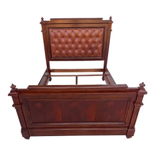 Ralph Lauren Continental Queen Tufted Leather Bed For Sale