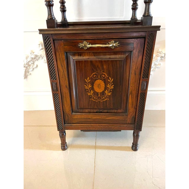 Brown Antique Victorian Rosewood Marquetry Inlaid Coal Box, 1880s For Sale - Image 8 of 16