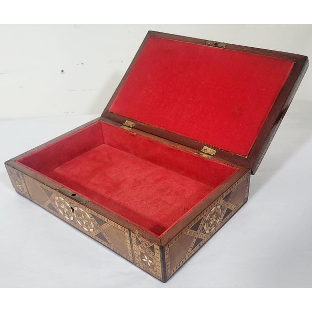 Antique English Moroccan / Moorish Style Inlaid Art Deco Jewelry Box For Sale - Image 10 of 12