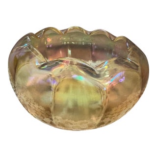 Peach Iridescent Carnival Glass Muli-Use Candy Dish For Sale