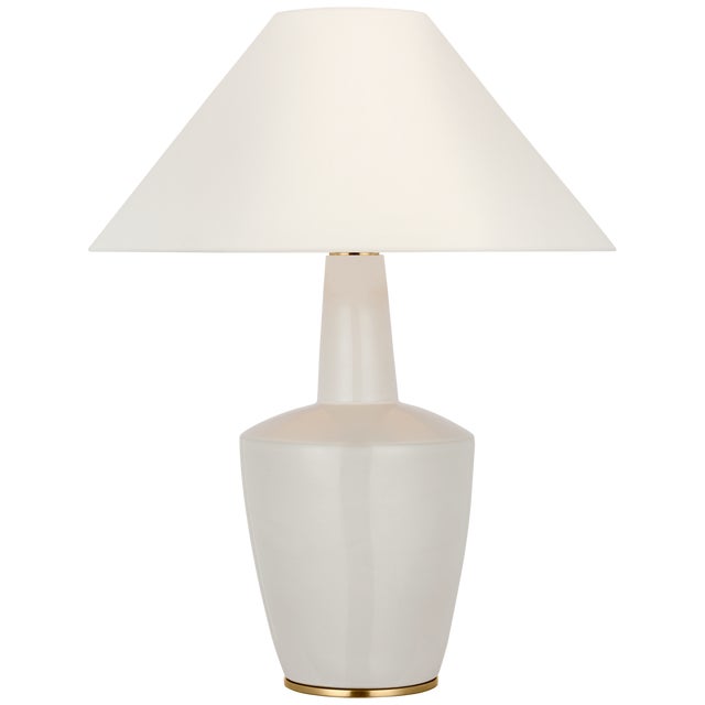 Modern Barbara Barry by Visual Comfort Signature Paros 31" Table Lamp in Ivory with Linen Flare Shade For Sale - Image 3 of 3