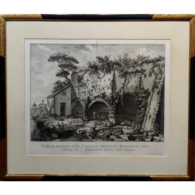 Giovanni Battista Piranesi -Veduta Chiesa San Sebastiano -18th century Etching Veduta interna della Camera sepolcrale...