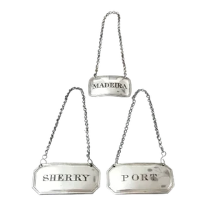 Set of 3 British Silver Sheffield Wine/Liquor Labels Circa 1810: Port, Sherry and Madeira
