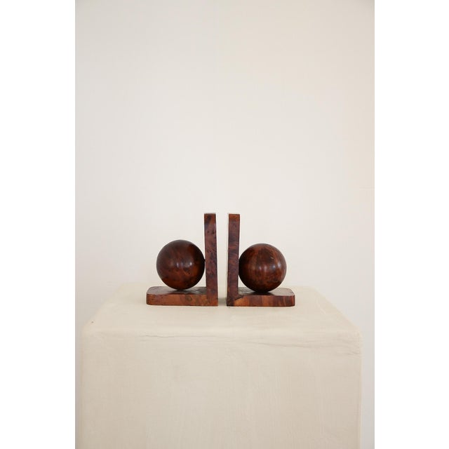 Mid-Century Modern Vintage Burlwood Bookends For Sale - Image 3 of 8